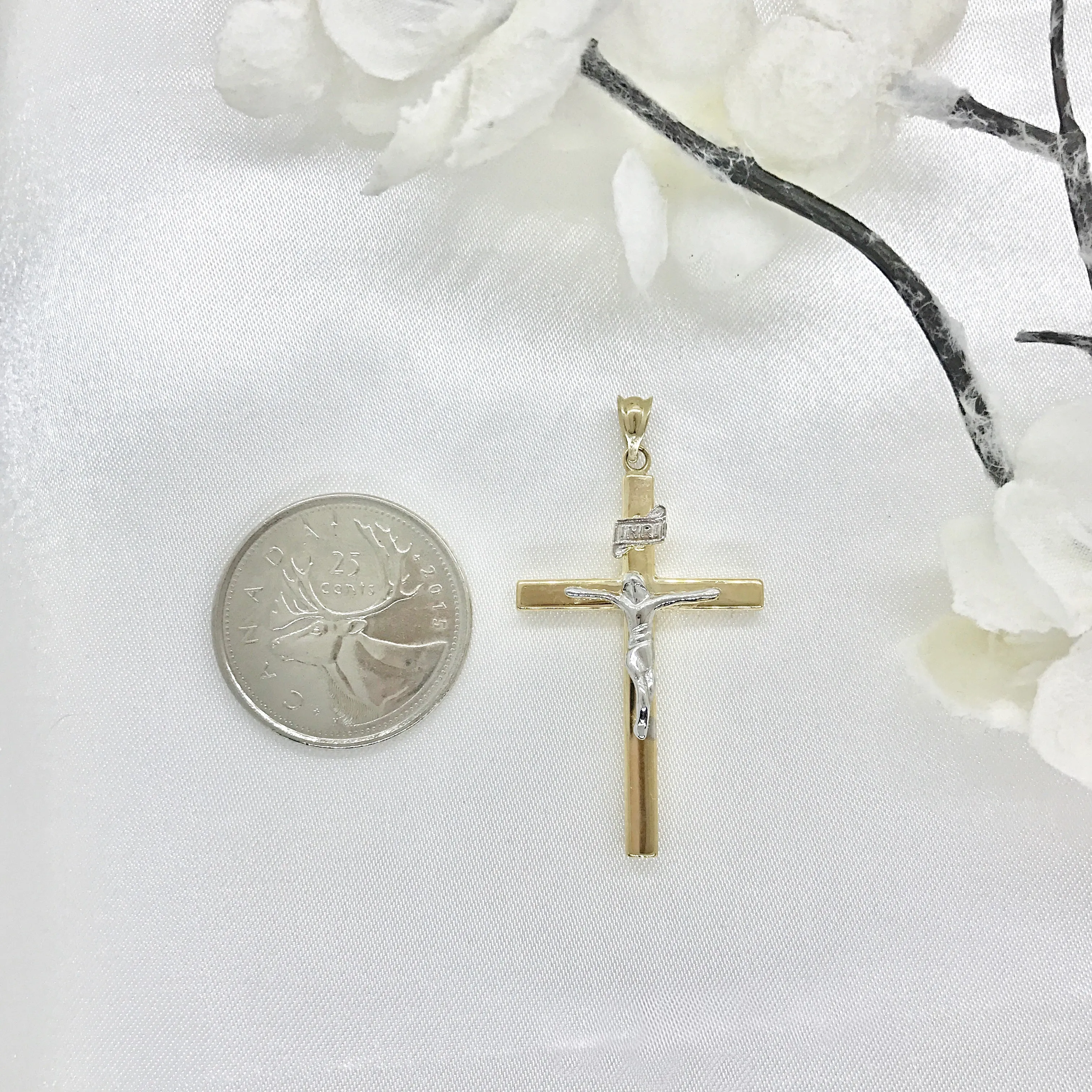 10k Two-Tone Gold Religious Crucifix