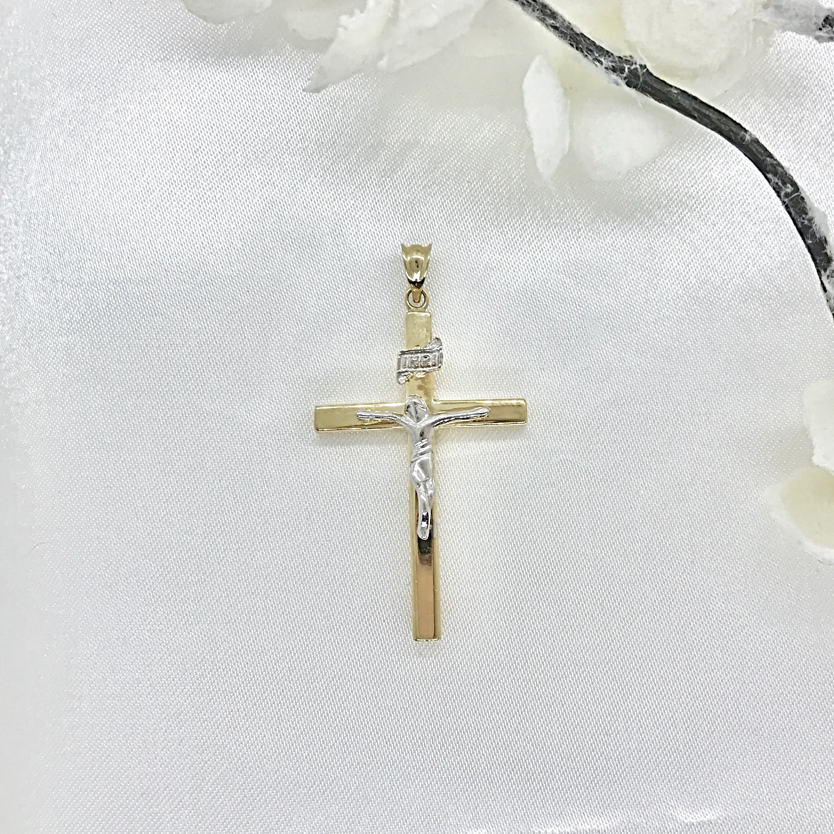 10k Two-Tone Gold Religious Crucifix