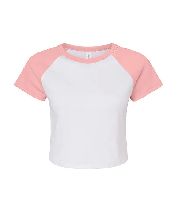 1201 - Bella   Canvas Ladies Micro Ribbed Raglan Baby Tee | White/Pink