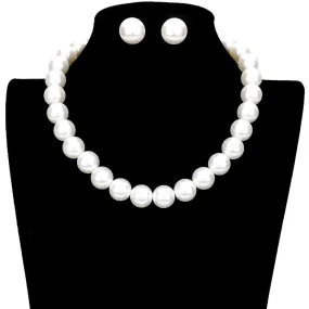 12MM Pearl Necklace Earring Set