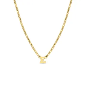 14k Curb Chain Initial Letter Necklace