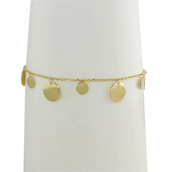 14K GOLD MULTI SIZE DISC BRACELET