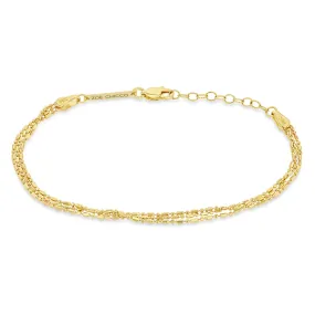 14k Gold Triple Strand Tube Bar Chain Bracelet