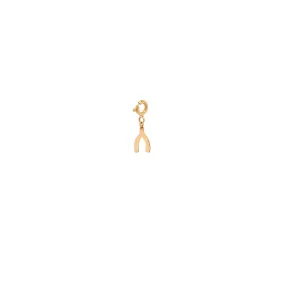 14k midi bitty wishbone charm with spring ring