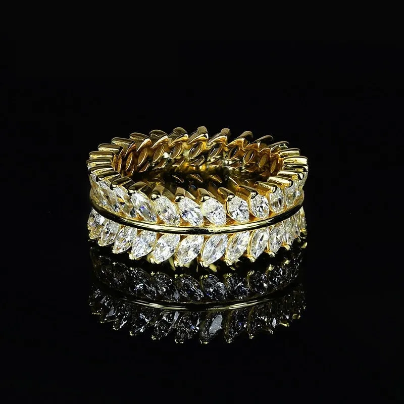 14k Or 18k Gold 2*4mm Marquise Shape Double Band Ring for Women