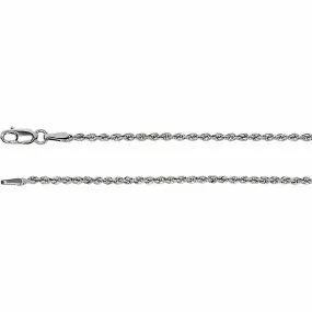 14K White Gold Rope Chain, 16 Inches Long 1.85 mm  - CH956GW