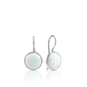 14K White Gold White Opal Classic Earrings 8mm