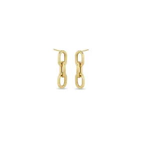 14k XXL Square Oval Link Short Drop Earrings