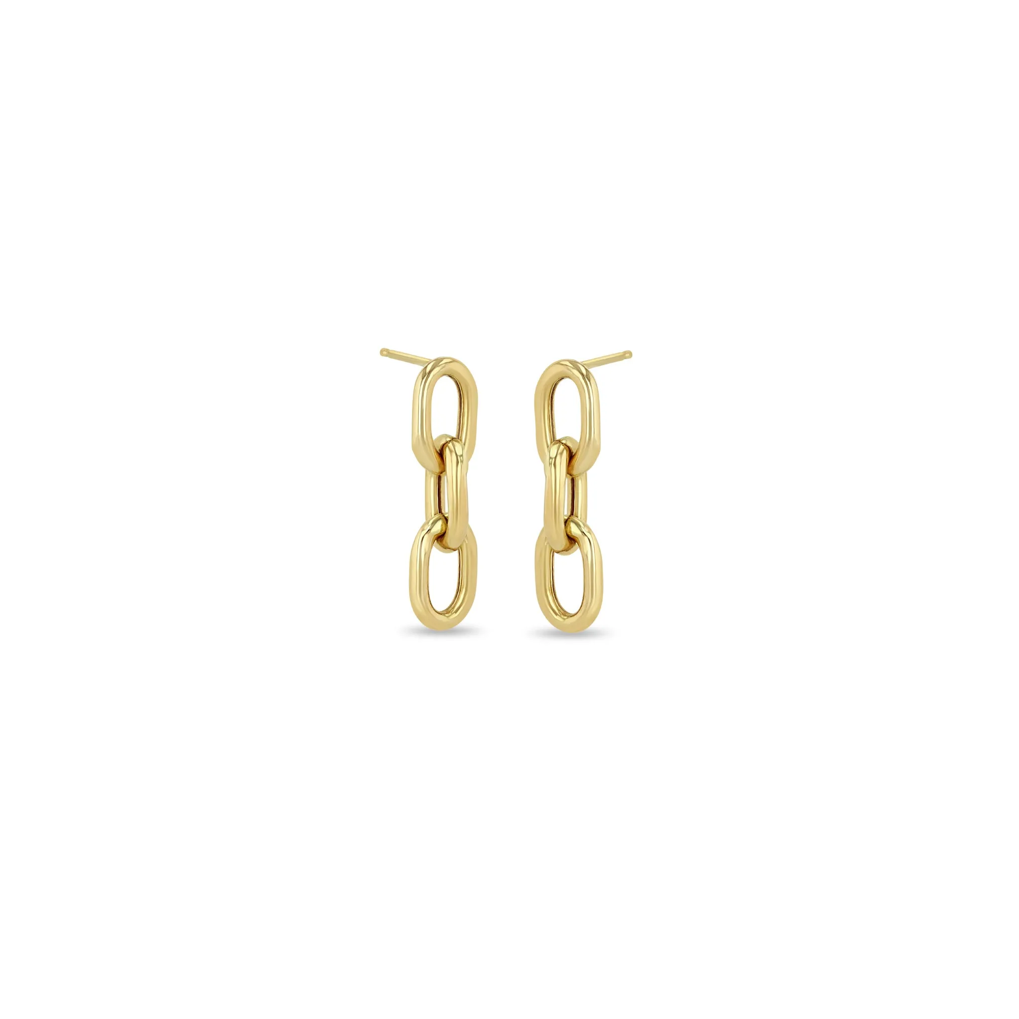 14k XXL Square Oval Link Short Drop Earrings