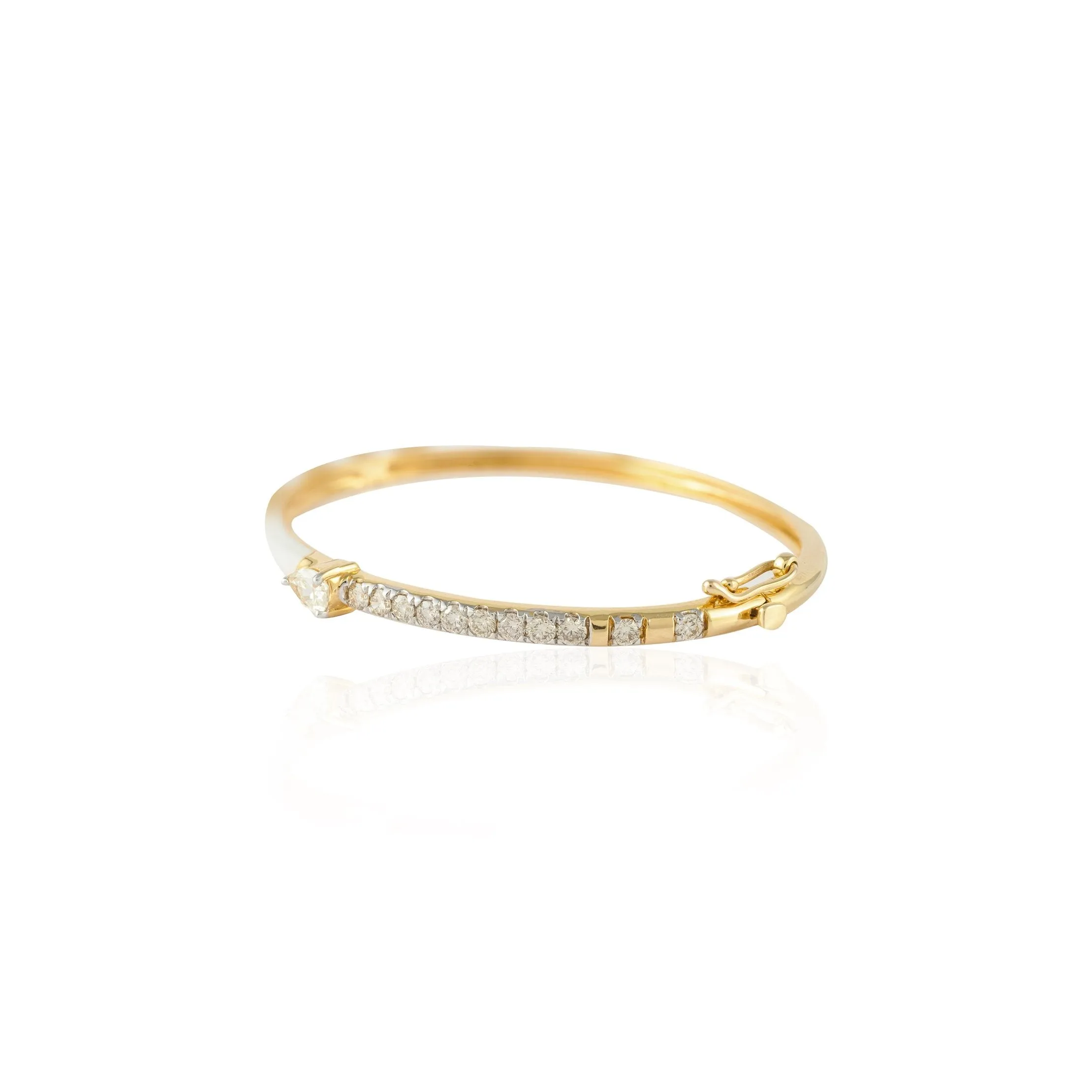 14K Yellow Gold Enamel Diamond Bangle