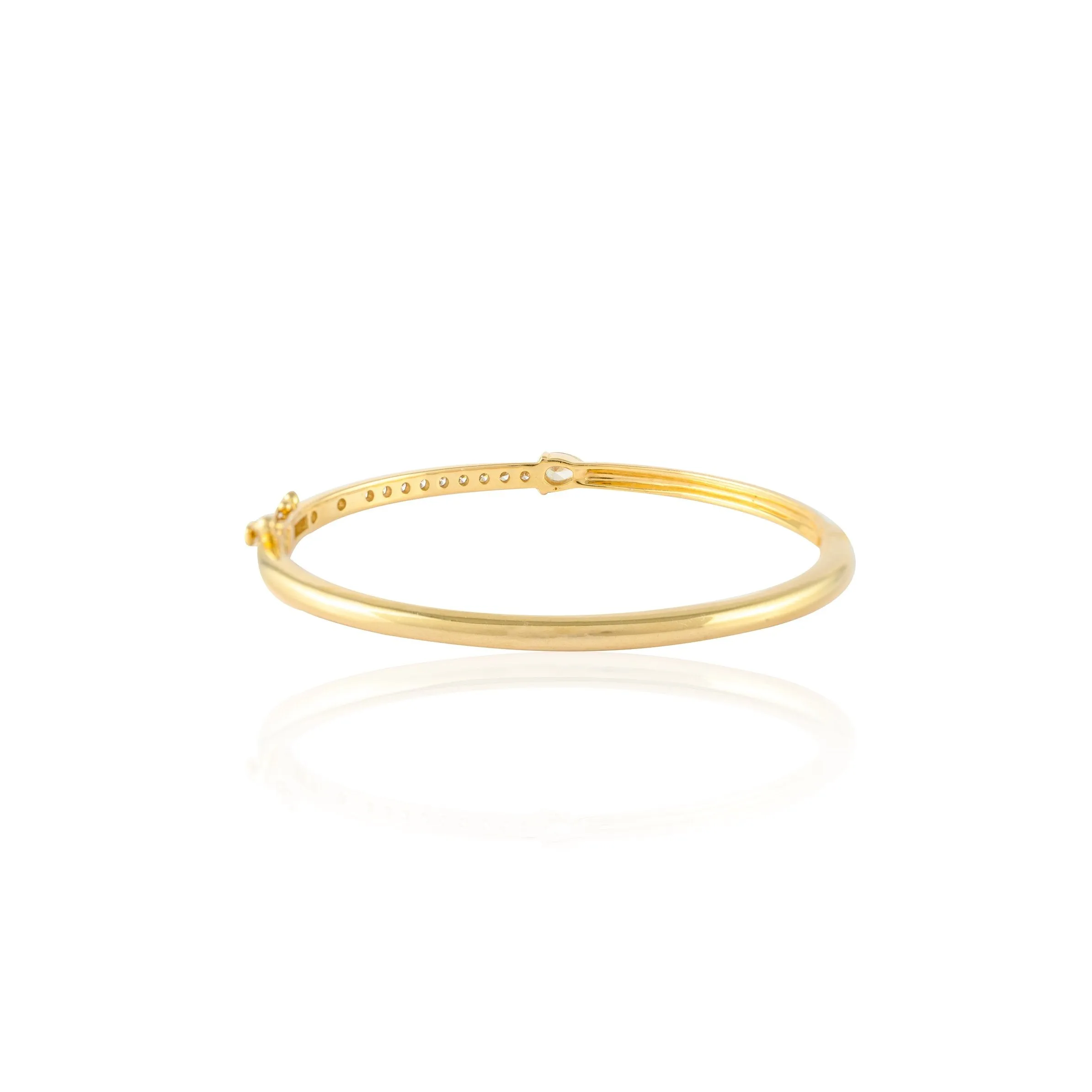 14K Yellow Gold Enamel Diamond Bangle