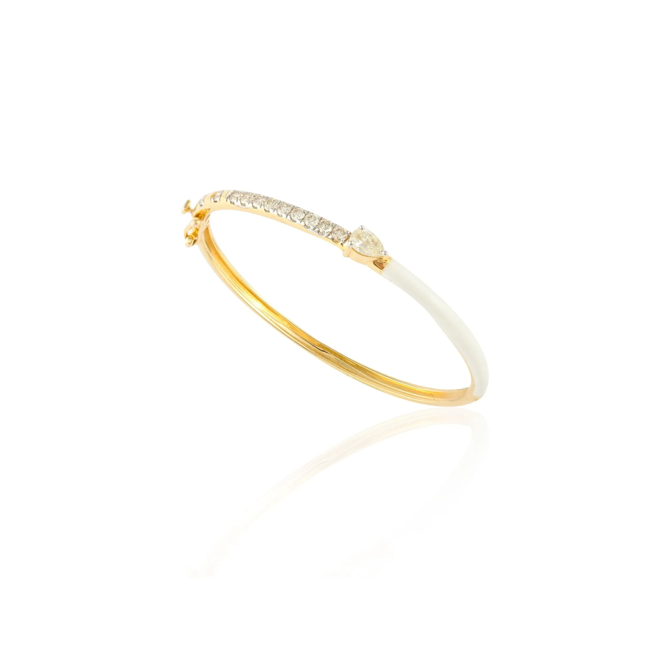 14K Yellow Gold Enamel Diamond Bangle