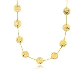 14k Yellow Gold Textured Disc Long Layering Necklace, size 38''