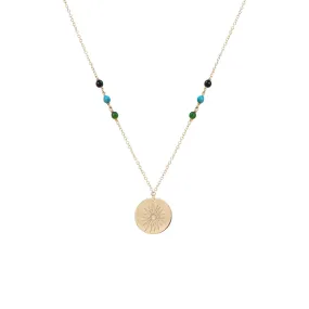 20x20 | Zoe Chicco | Justina Blakeney | Sun Disc & Mixed Stone Necklace