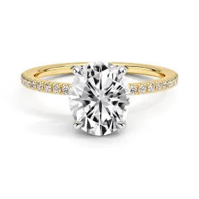 4 Prong Two-Tone Oval Cut Engagement Ring