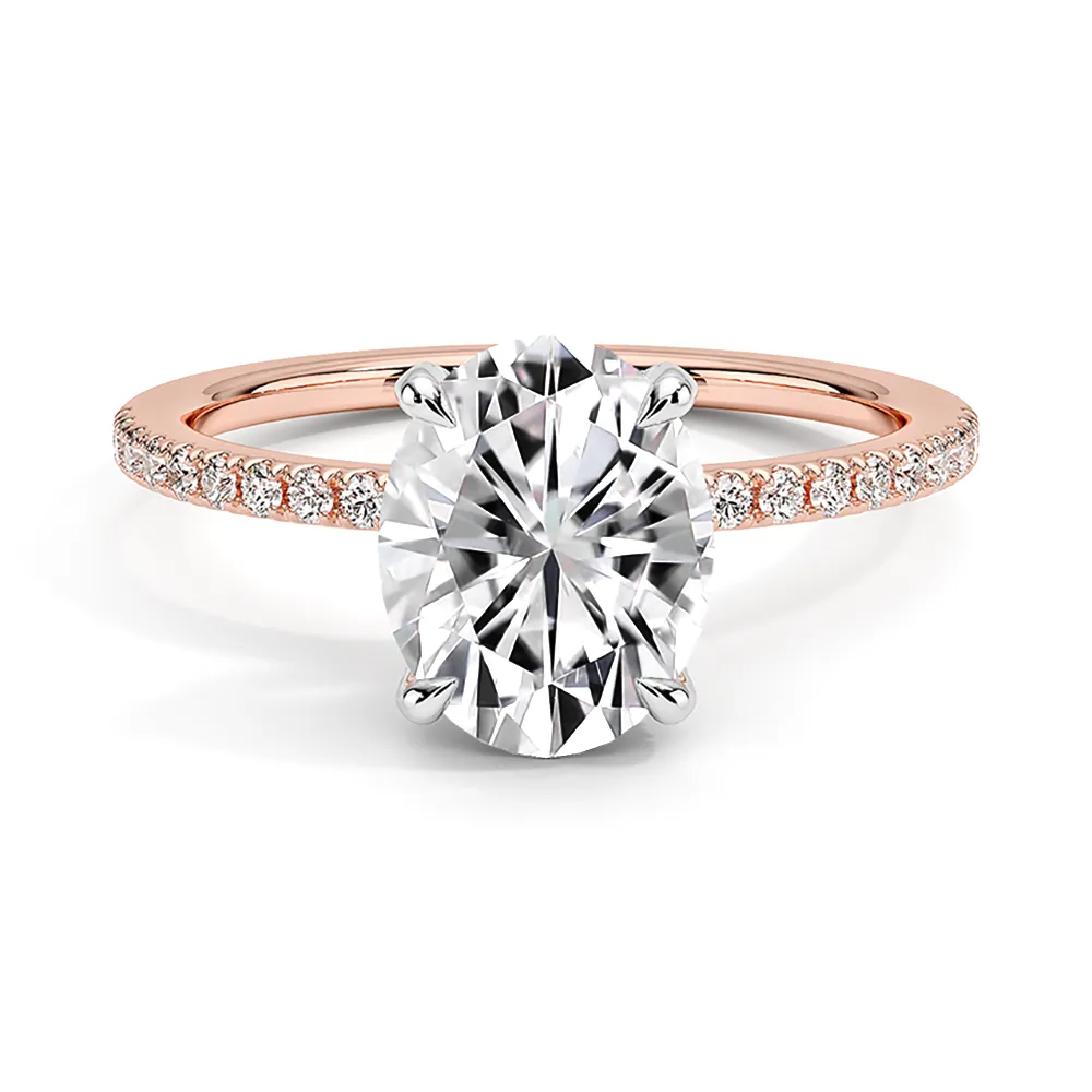 4 Prong Two-Tone Oval Cut Engagement Ring