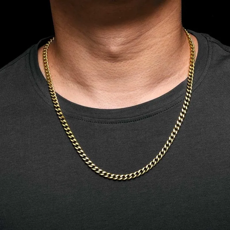 5mm Stainless Steel Cuban Chain in Gold