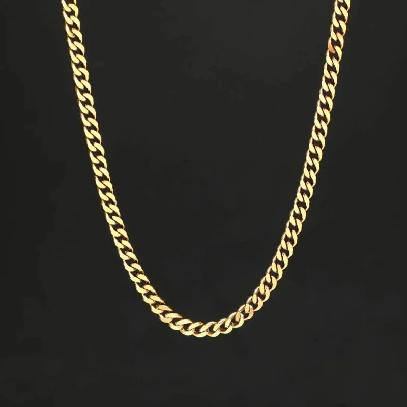 5mm Stainless Steel Cuban Chain in Gold