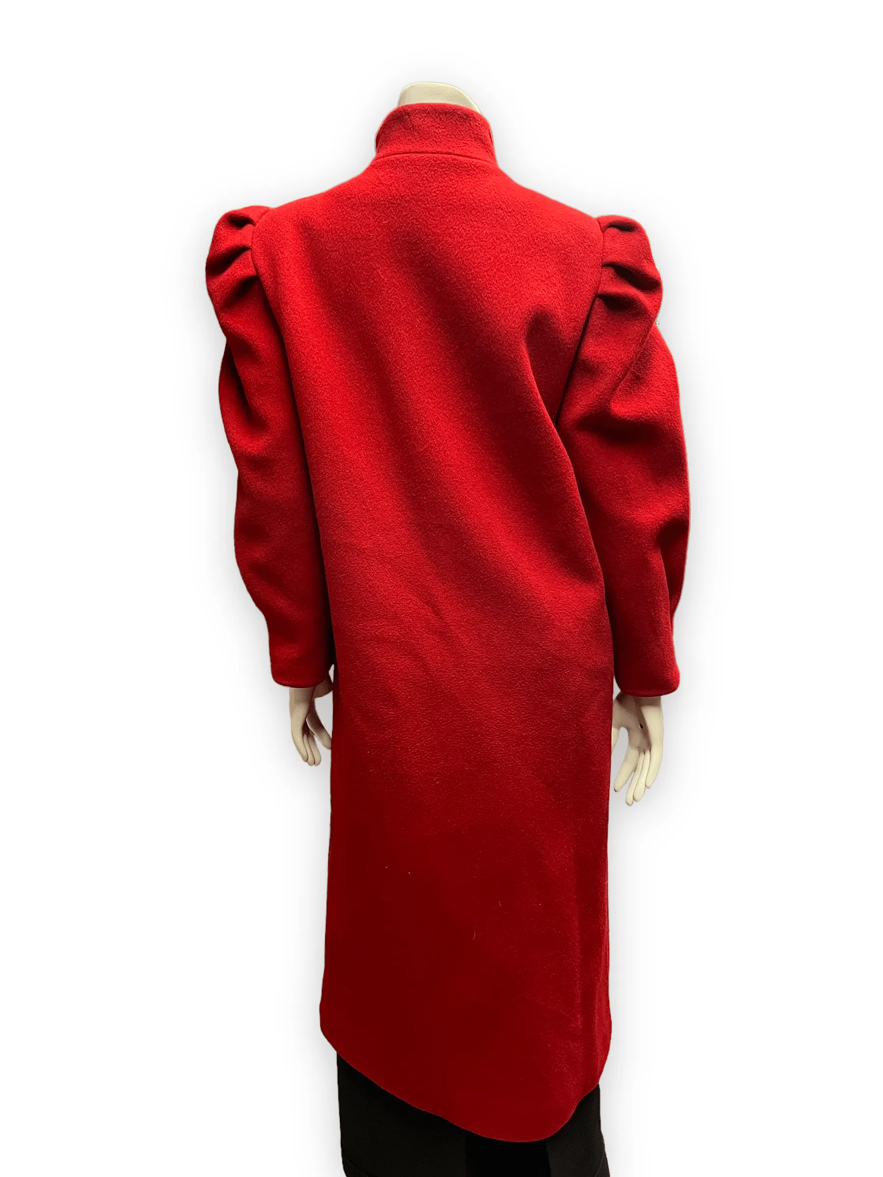 80s Diane von Furstenberg Vintage Red Wool Coat Union Made in USA Size M