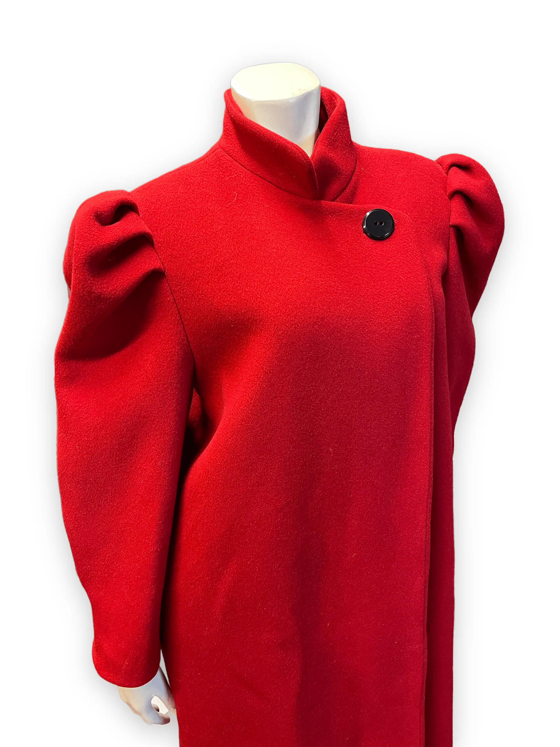 80s Diane von Furstenberg Vintage Red Wool Coat Union Made in USA Size M