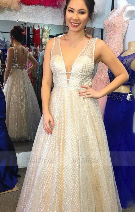 A-line Prom Gown,V Neck Prom Dress,Long Formal Dress,BD98770