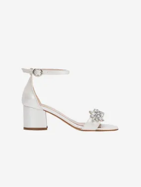 Adeline Vegan Leather Rhinestone Wedding Shoes | Ivory