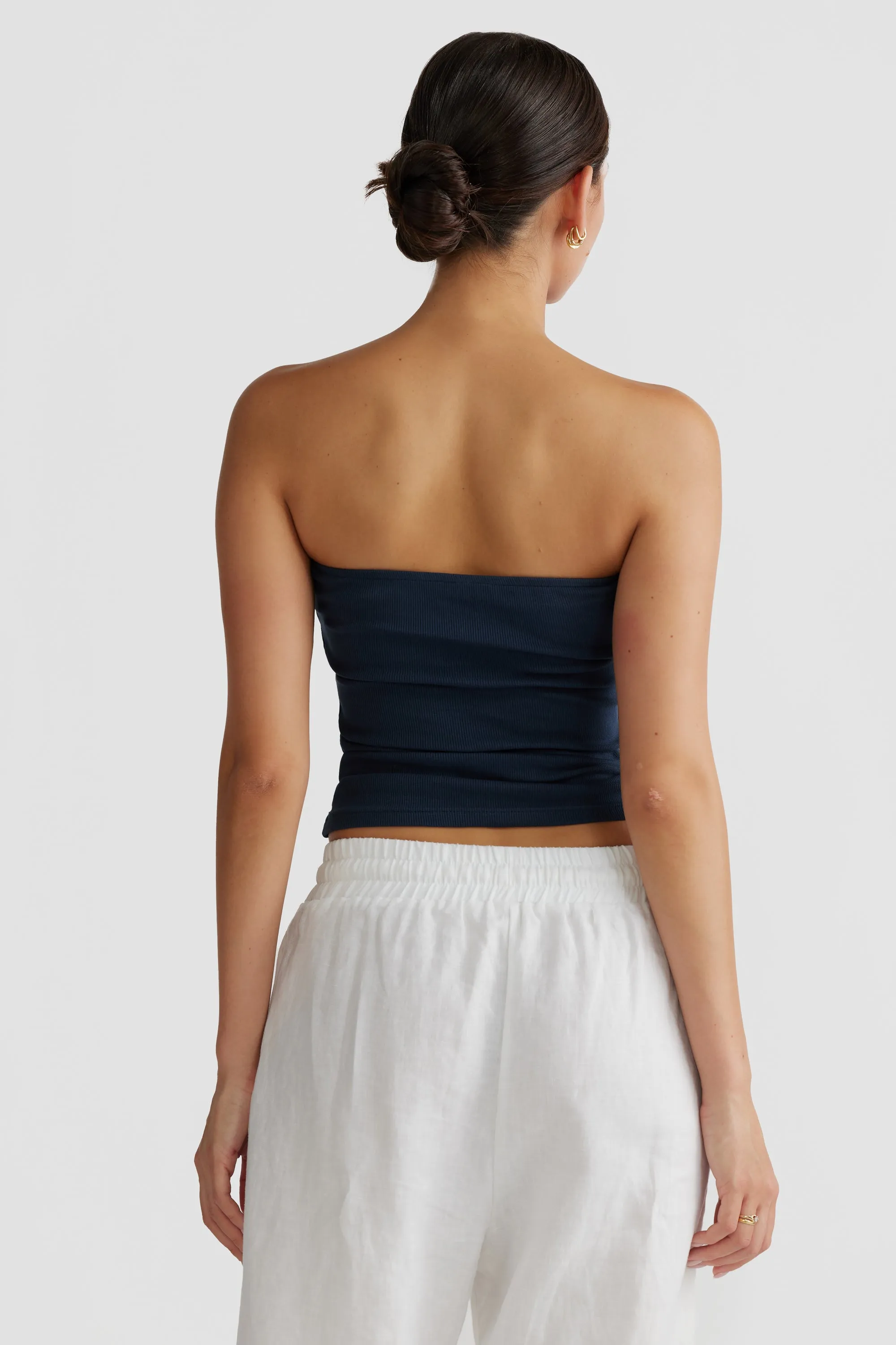 Alexis Rib Tube Top Navy