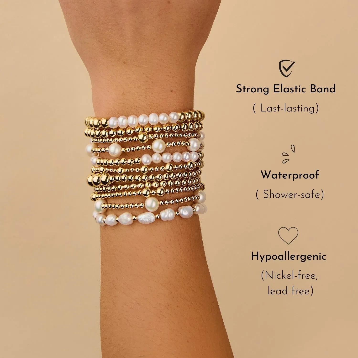 Alternating Pearl Bead Bracelet Set