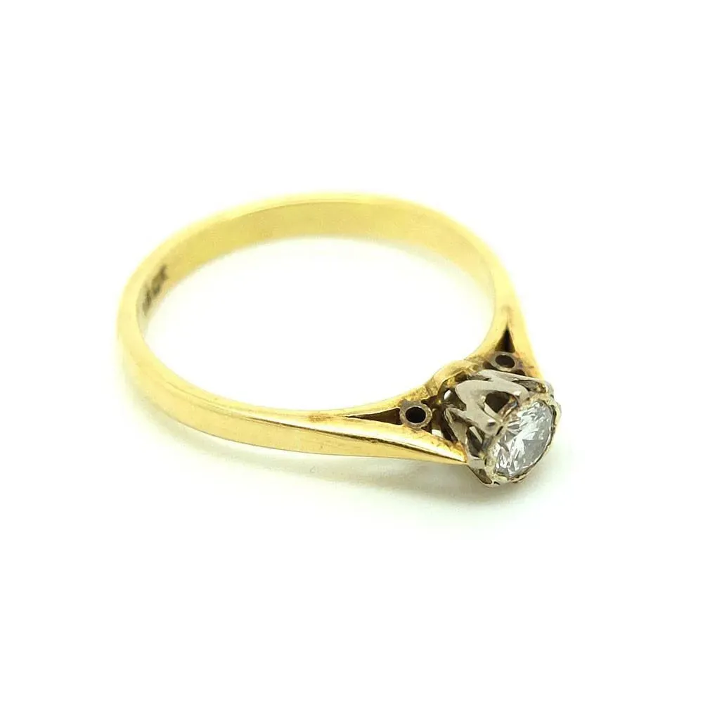 Antique Edwardian 0.21ct Diamond & 18ct Gold Engagement Ring