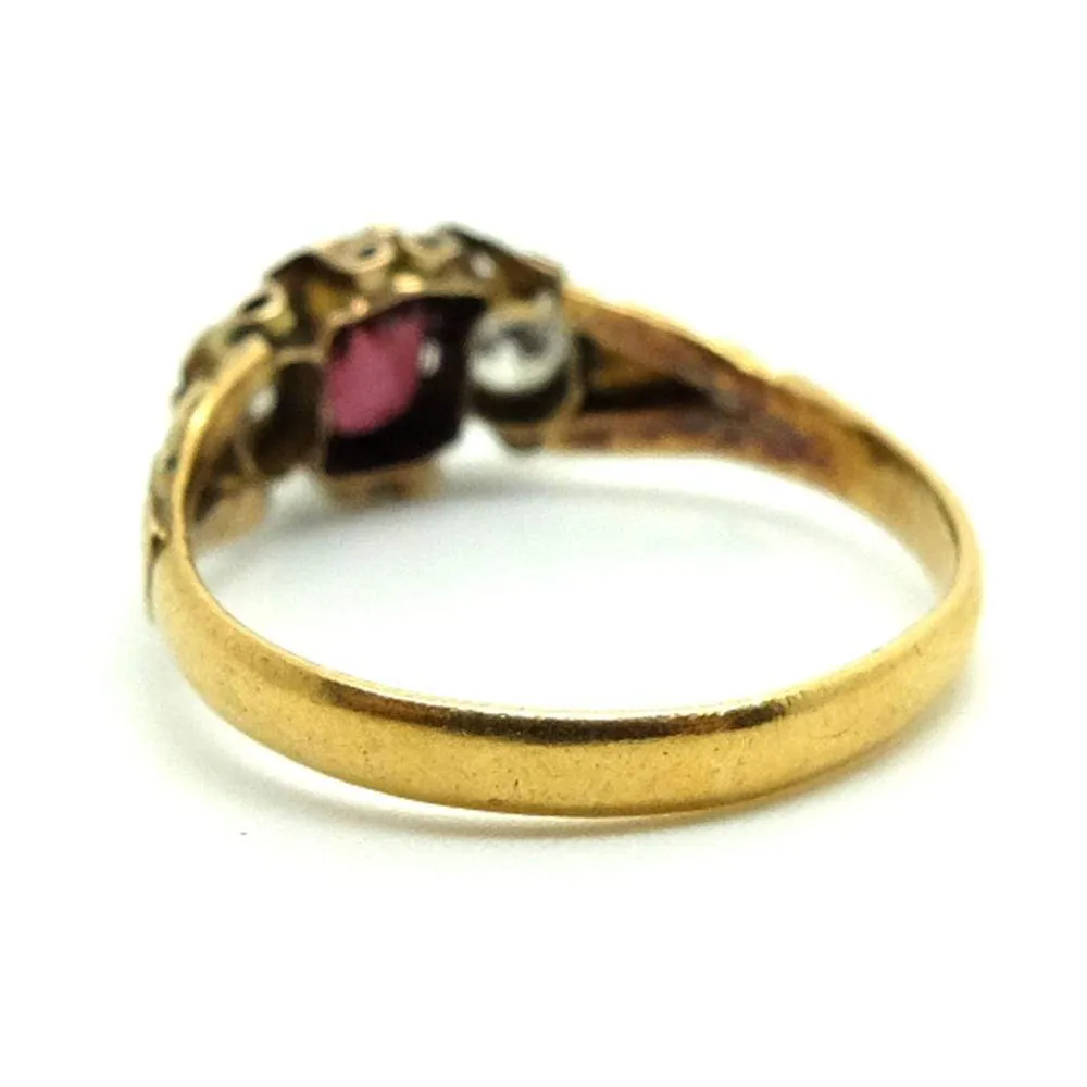 Antique Victorian 1857 Diamond Garnet 22ct Gold Ring