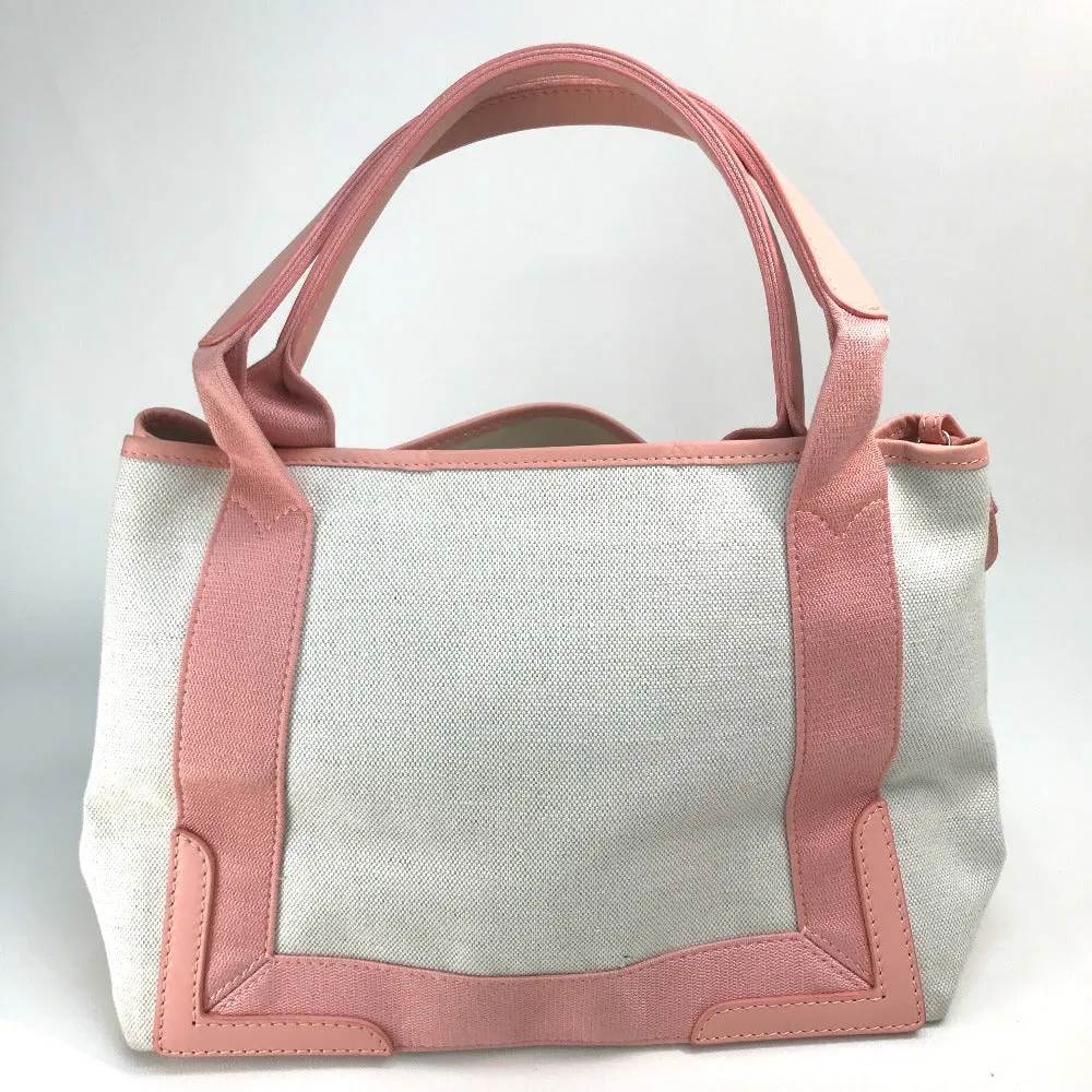 BALENCIAGA Tote Bag 339933 Canvas leather Natural / light pink Navy kabas S Women Used Authentic