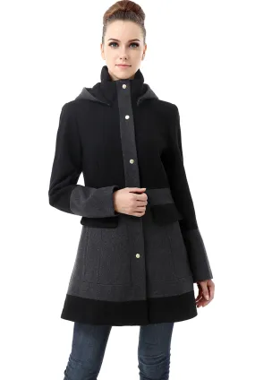 BGSD Women Marwa Color Block Hooded Wool Coat