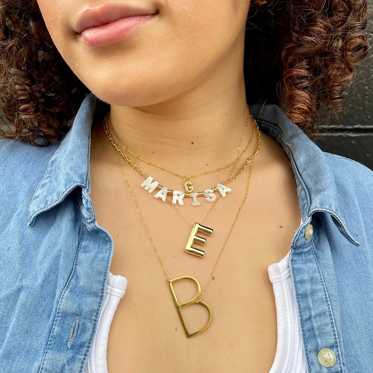 Big Block Initial Necklace