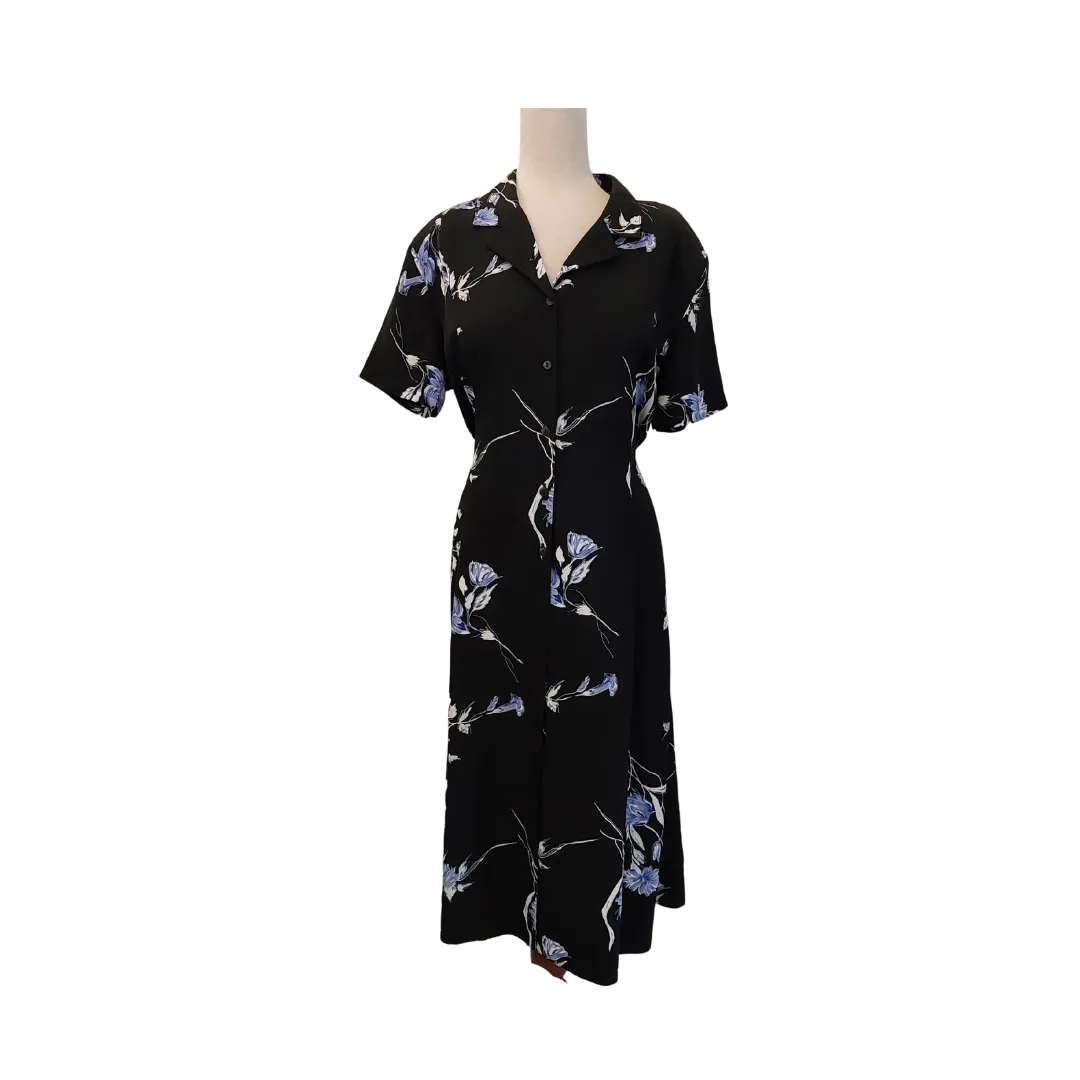 Bon Marche Black Floral Printed Short-sleeves Maxi Dress | Pre Loved |