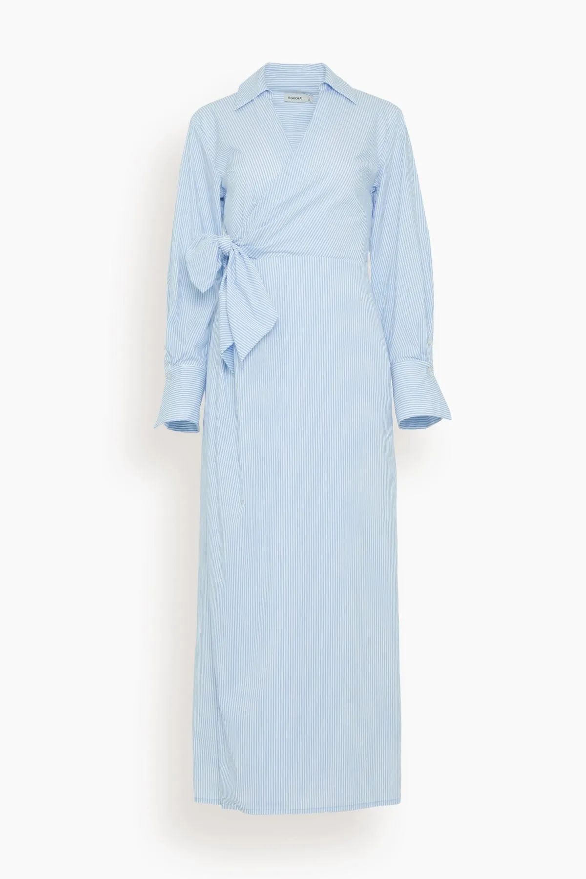 Briar Draped Midi Dress in Classic Blue Stripe