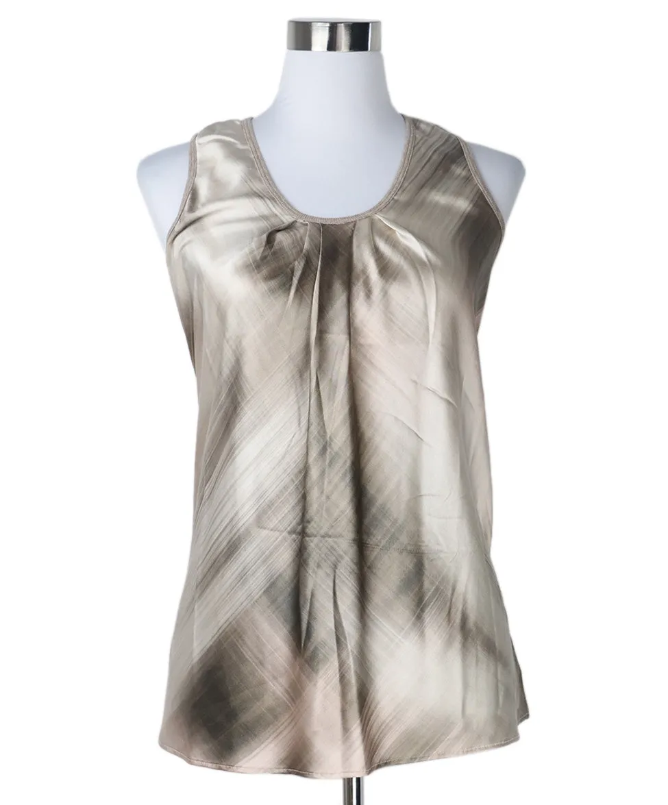 Brunello Cucinelli Neutral Silk Print Top sz 6