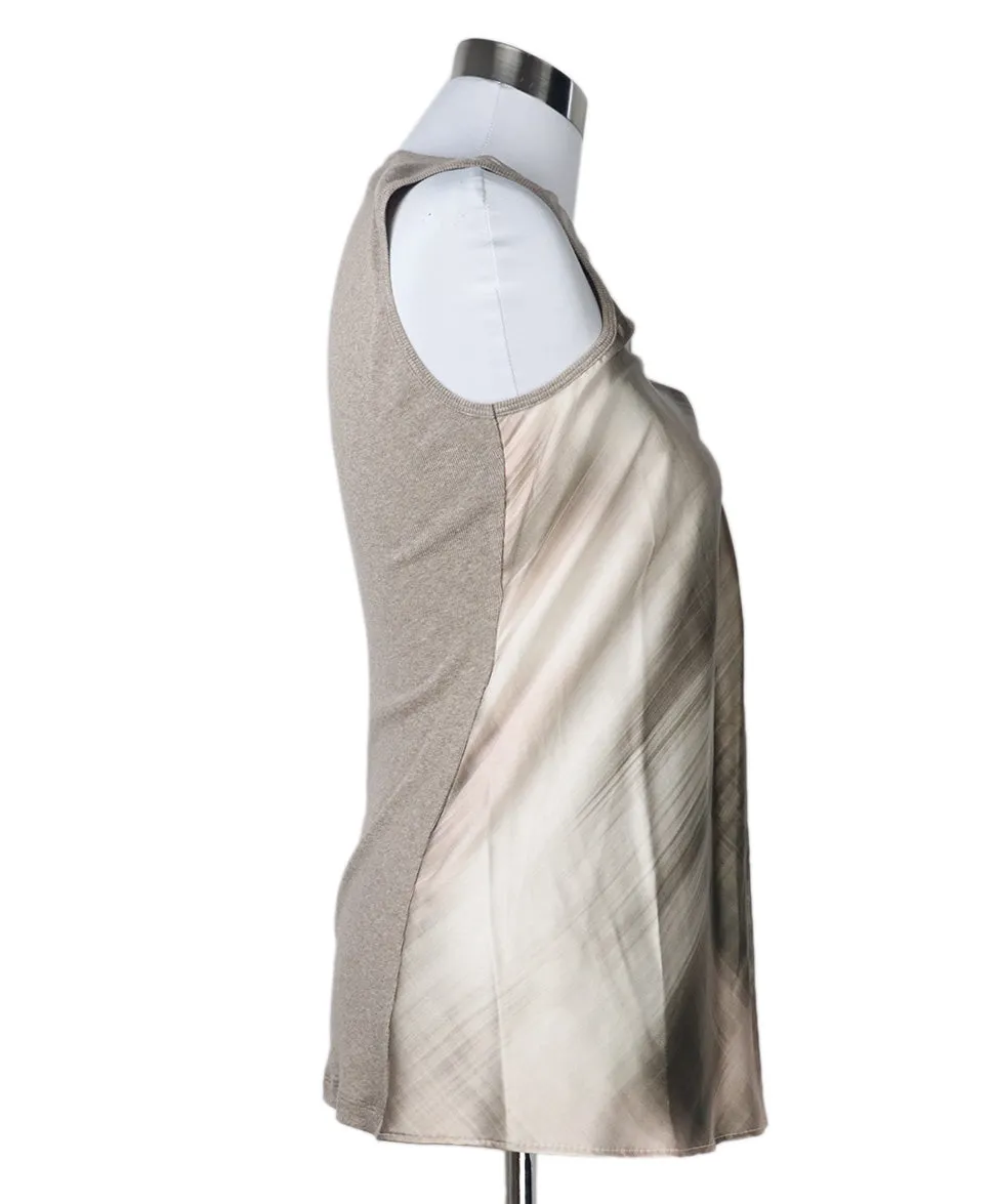 Brunello Cucinelli Neutral Silk Print Top sz 6