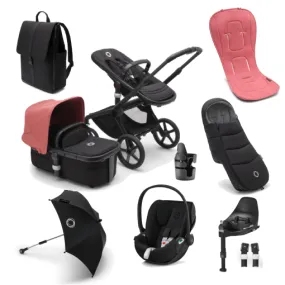 Bugaboo Fox 5, Cloud T Ultimate Travel System - Black/Midnight Black/Sunrise Red