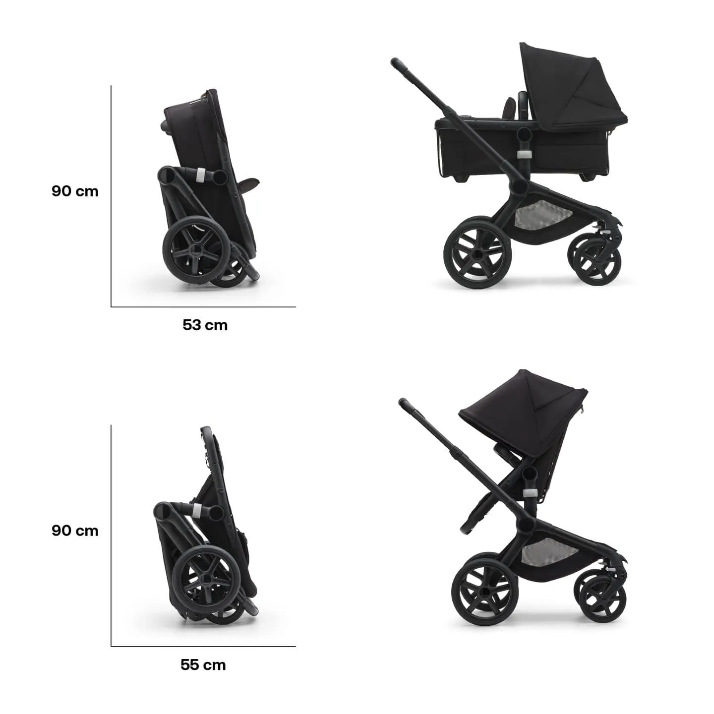 Bugaboo Fox 5, Nuna Turtle and Base Travel System - Black/Midnight Black/Midnight Black