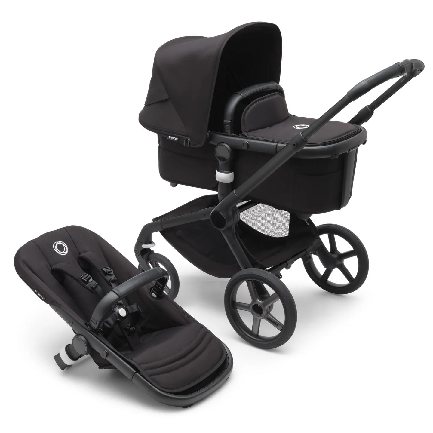 Bugaboo Fox 5, Nuna Turtle and Base Travel System - Black/Midnight Black/Midnight Black