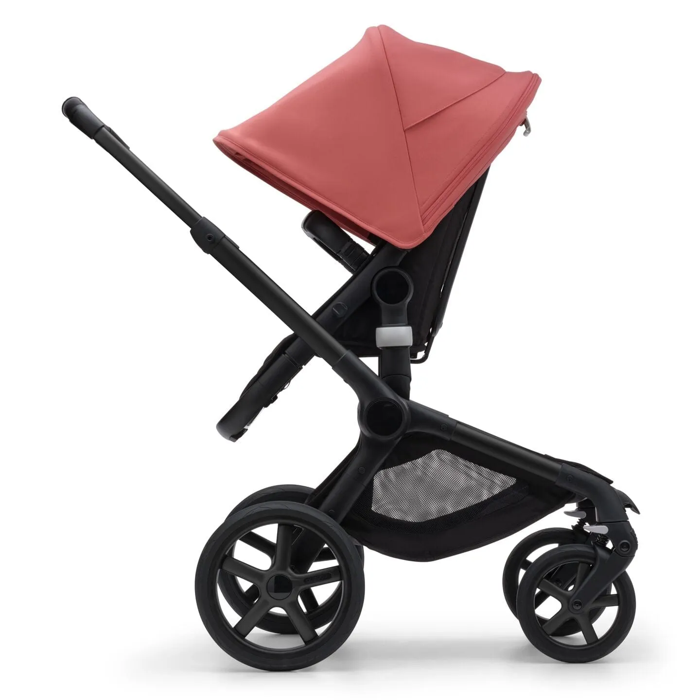 Bugaboo Fox 5, Nuna Turtle and Base Travel System - Black/Midnight Black/Sunrise Red