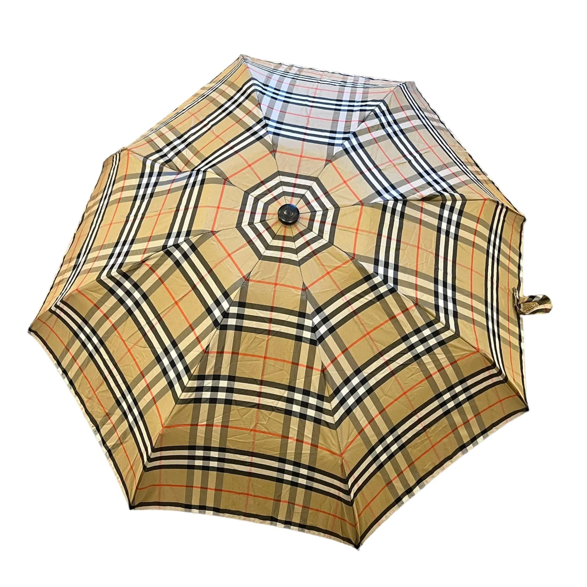 BURBERRY Classic Trafalgar Plaid Travel Umbrella - Beige