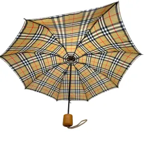 BURBERRY Classic Trafalgar Plaid Travel Umbrella - Beige