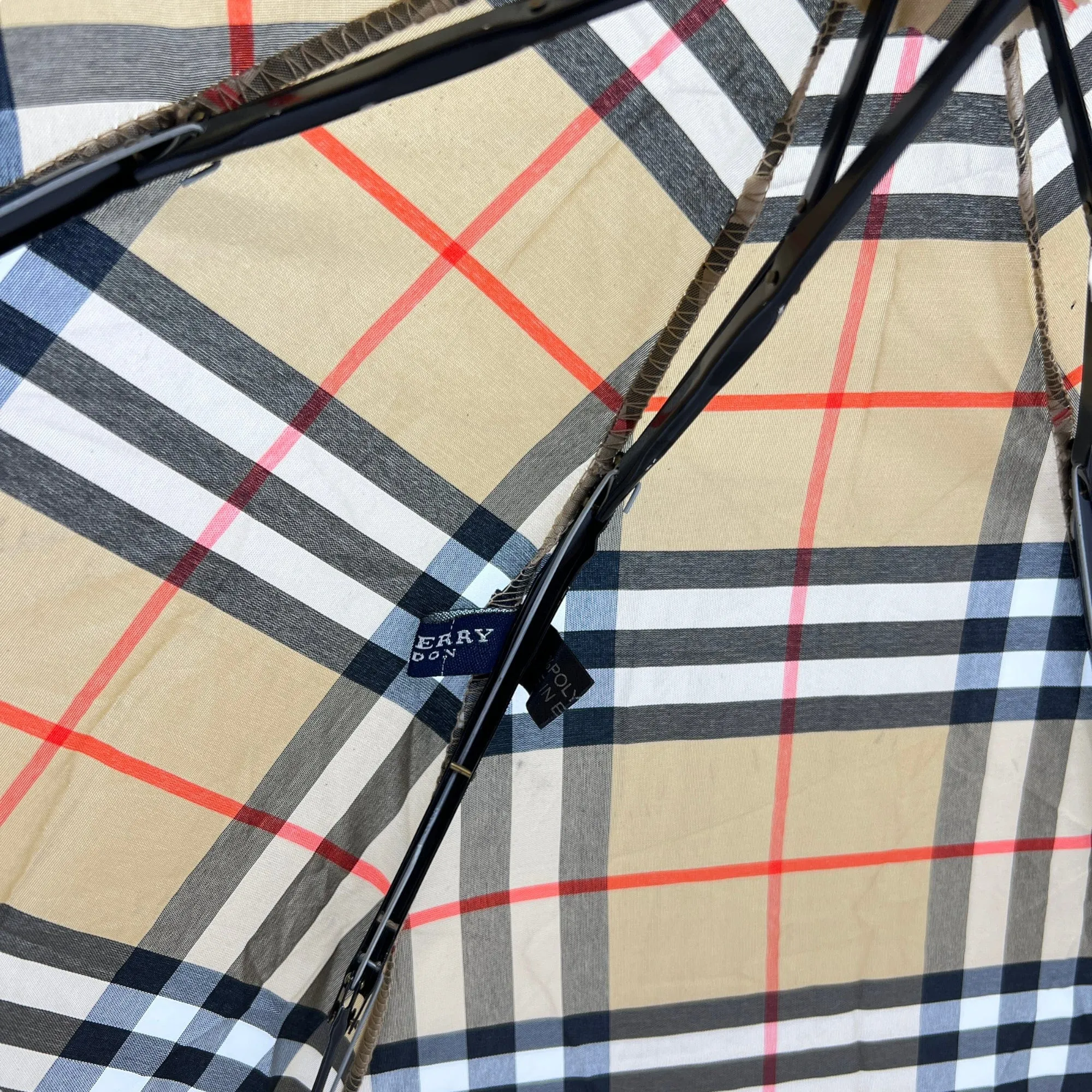 BURBERRY Classic Trafalgar Plaid Travel Umbrella - Beige