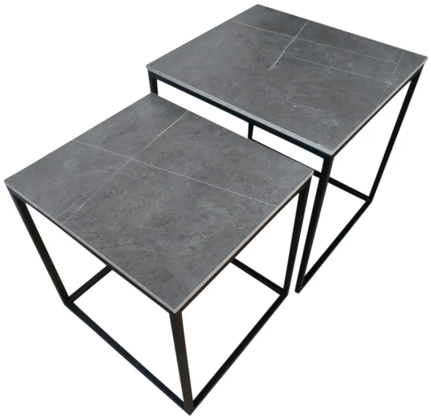 Capri Grey Sintered Stone Square Nest Of Tables