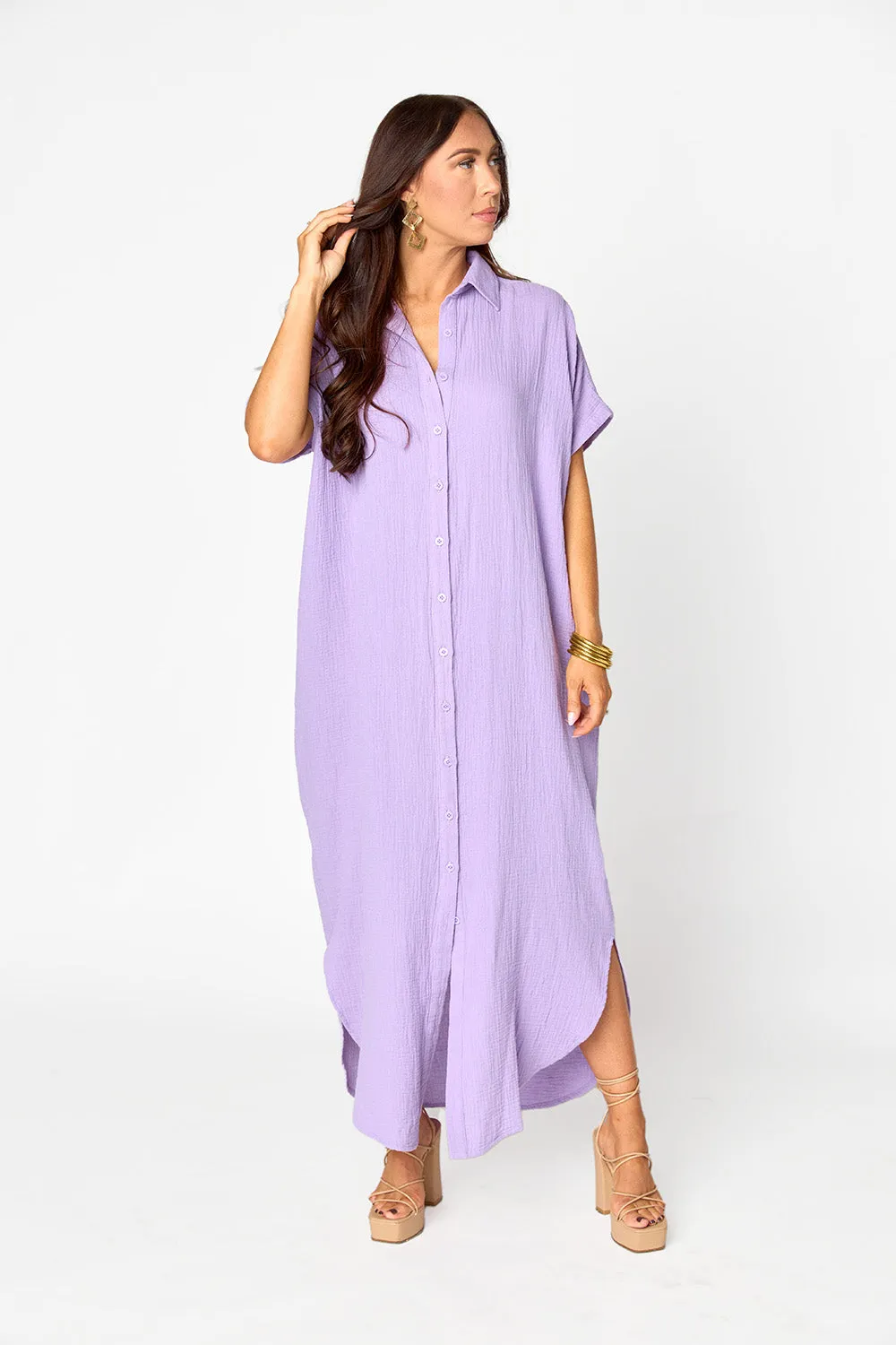 Carmen Cover Up Maxi Dress - Lavender