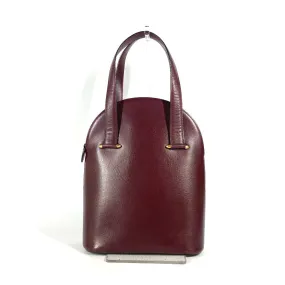 CARTIER Shoulder Bag leather wine-red Must Line Women Used Authentic