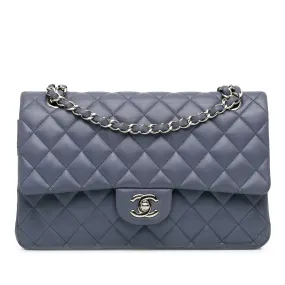 Chanel Classic Double Flap Medium Purple Lambskin Silver