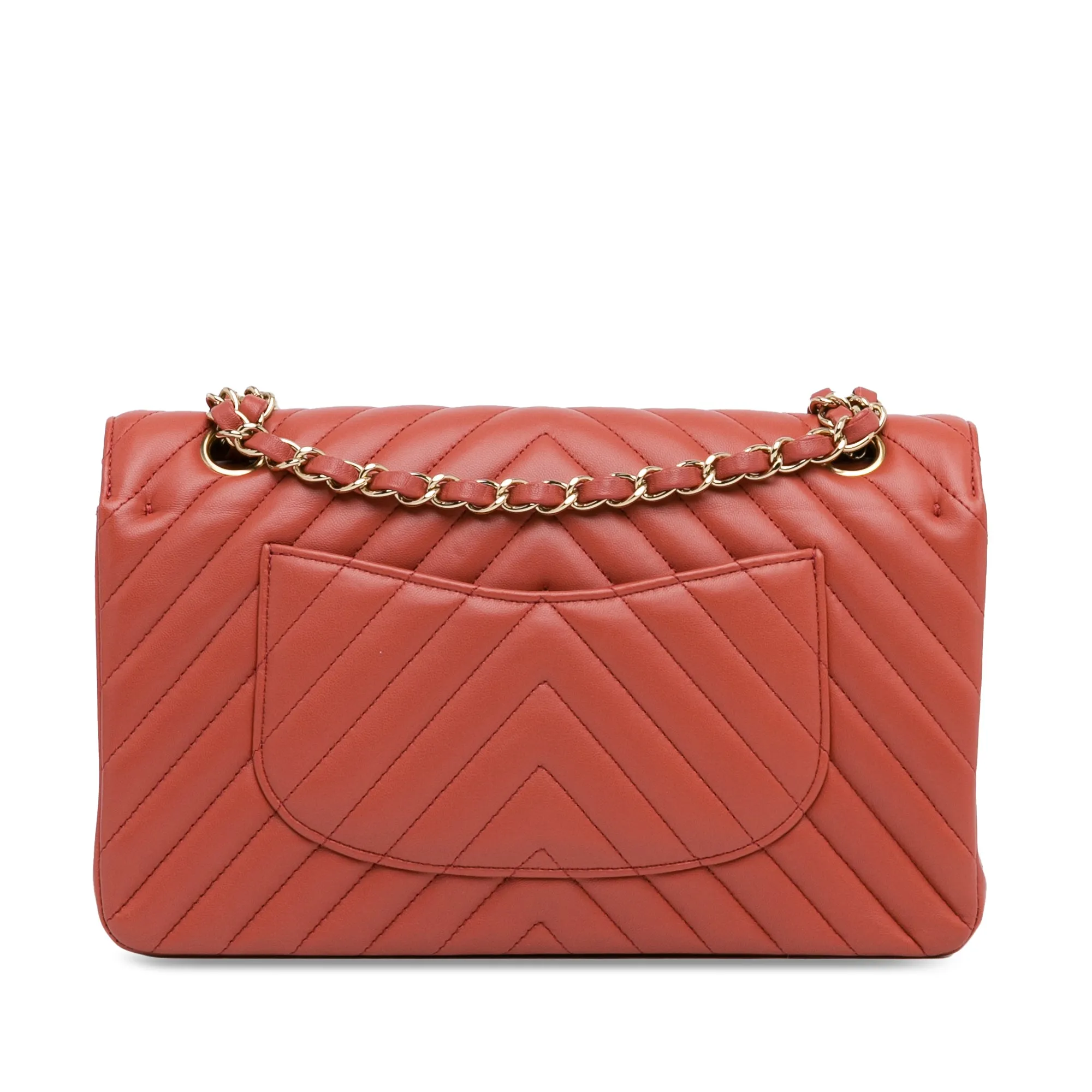 Chanel Classic Double Flap Medium Red Chevron Lambskin Gold