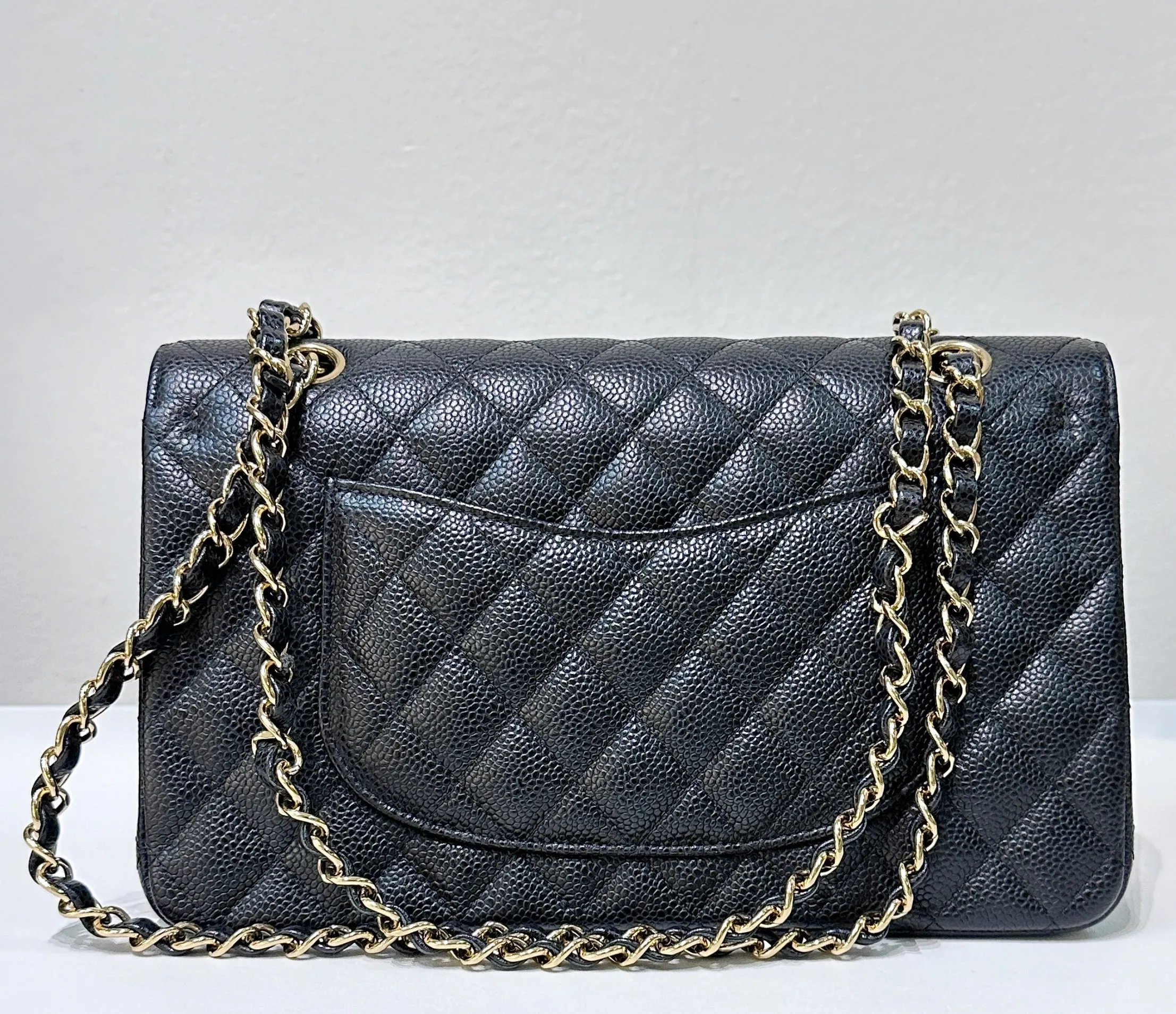 Chanel Medium Classic Caviar Double Flap Black GHW